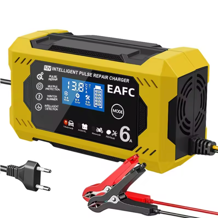 Intelligent Bilbatteriladdare 12V/24V - LCD-display & Automatisk skydd