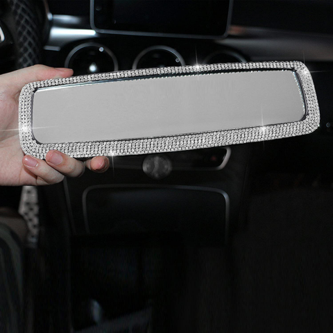 Universal Rhinestone Rearview Mirror — Quick Installation & Luxurious Effect