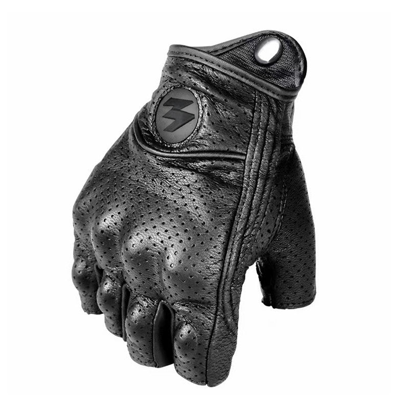 Rękawice motocyklowe z półpalcami z PU – stylowe retro biker i oddychające na lato