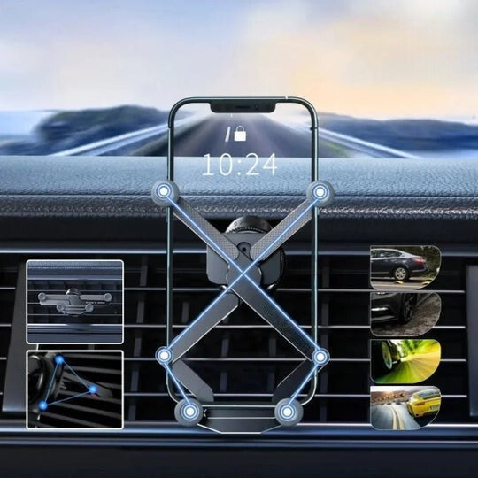 Podpora telefonu do auta, mřížka ventilace – rotace 360° a automatické uzamčení 