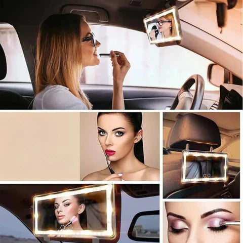 LED-spejl til at lægge makeup i bilen – Justerbart lys 