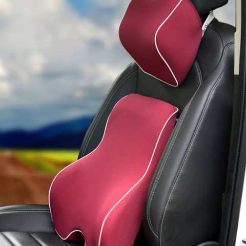 دعامة ميموري فوم لأسفل الظهر ووسادة مسند الرأس - مريحة ومريحة للظهر