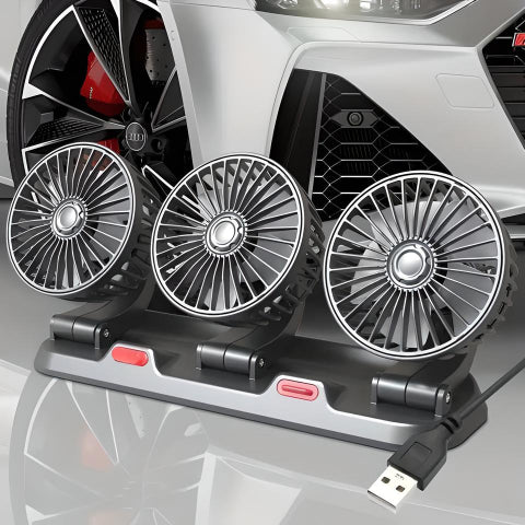 Mini Ventilatore a Tripla Testa – Freschezza Ottimale in Auto 