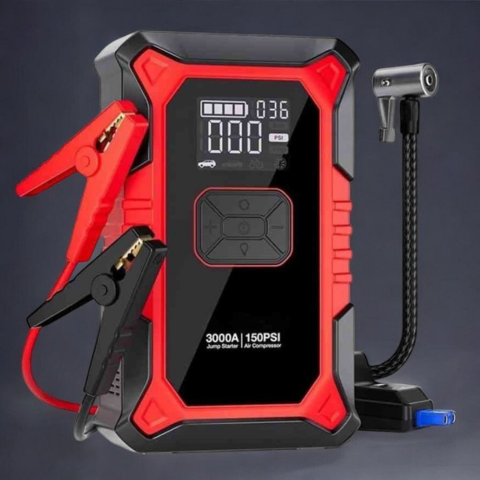 Draagbare Auto Starter – Geïntegreerde Compressor En LED Lamp 