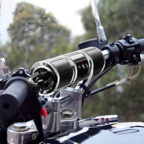 Motorcycle Speakers for Handlebar — Wireless Bluetooth, FM Radio and USB Port 