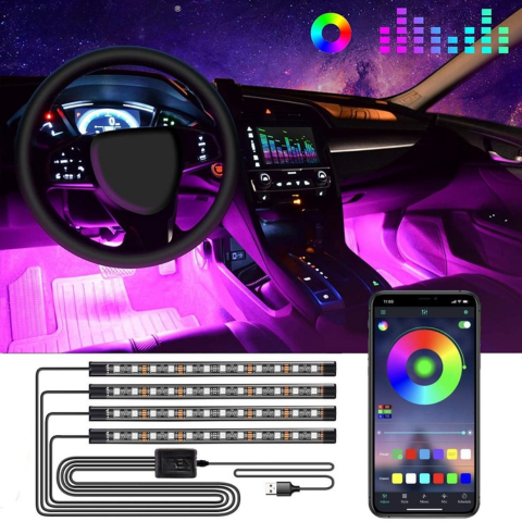 Kit LED Ambiance Voiture – Lumières Multicolores Réactives Au Son