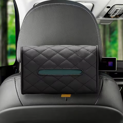 PU Leather Car Tissue Box – Sun Visor or Headrest Mount