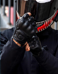 Motorhandschoenen Met Halve Vingers Van PU Leer – Retro Bikerstijl & Ademend Zomer 