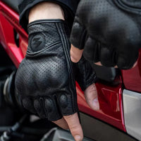 Motorhandschoenen Met Halve Vingers Van PU Leer – Retro Bikerstijl & Ademend Zomer 